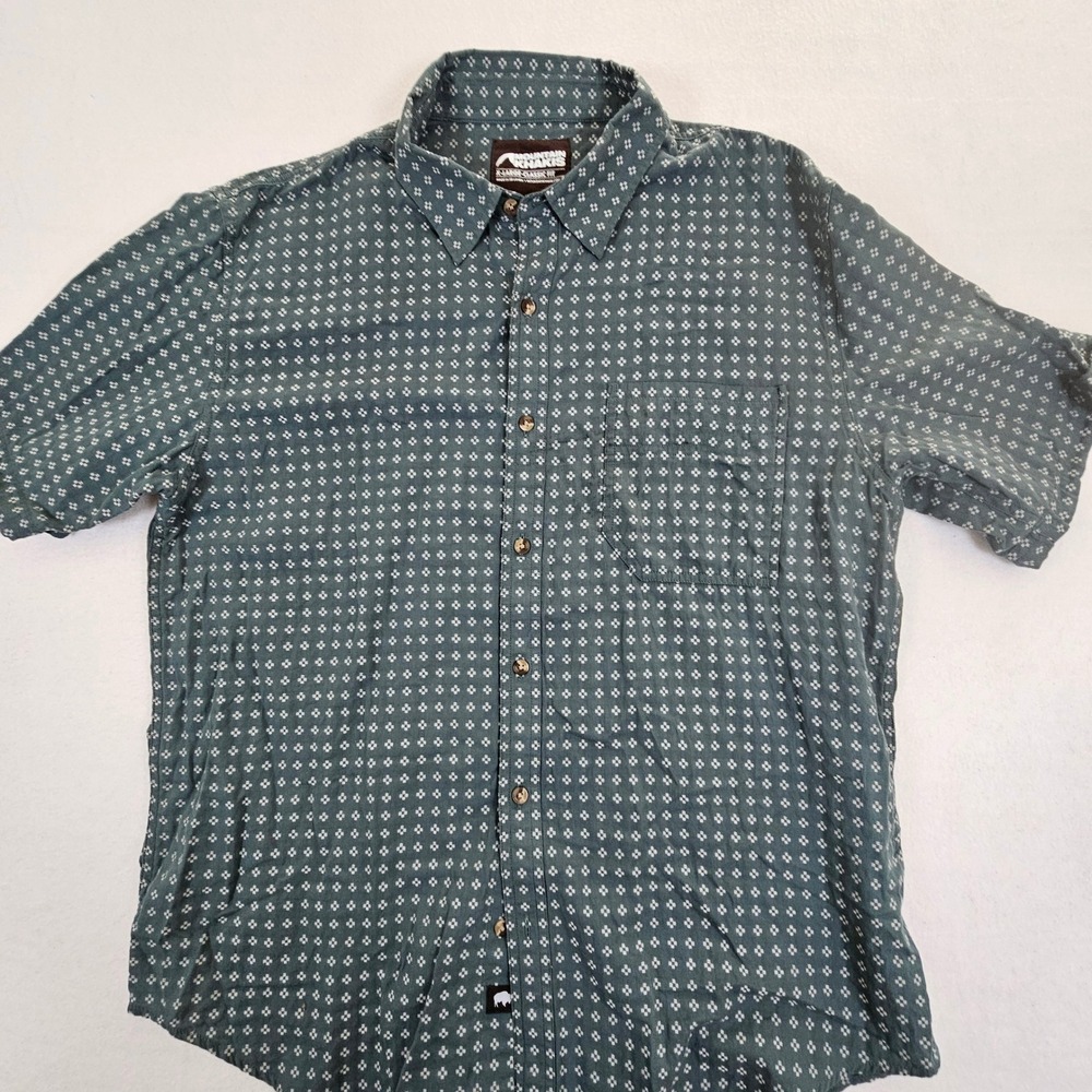 Mountain Khakis Roane Dobby Shirt Mens XL‎ Classic Fit Blue Short Sleeve Cotton